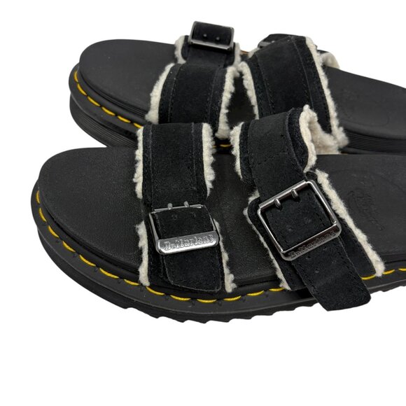DR. MARTENS Myles Sherpa Lined Leather Buckle Suede Sandals Women 8 Men 7 - Picture 6 of 9
